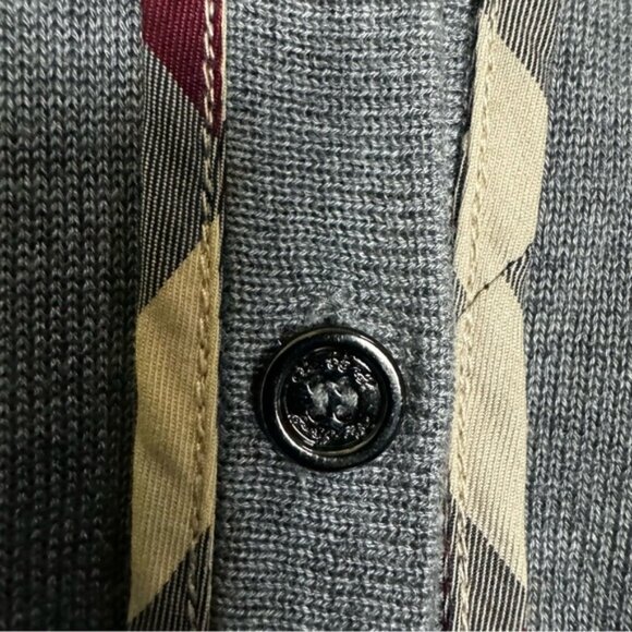 Burberry Brit Nova Check Trim Wool Cardigan Sweater V Buttons Lightweight Soft M - Picture 12 of 16
